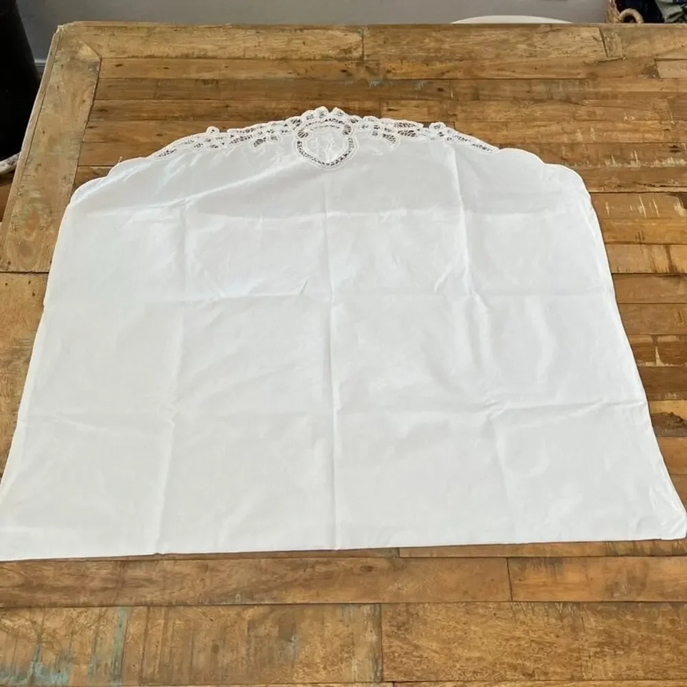 Vtg Envelope White Cotton Pillow Sham Lace Floral Cut Out Front Flap 27